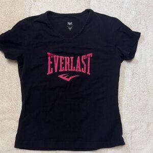 Everlast Black Short-Sleeve V-Neck Tee with Pink Logo